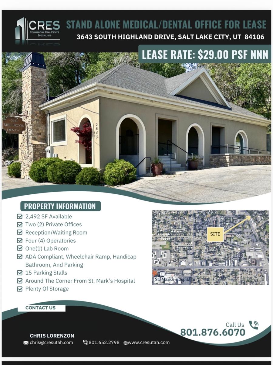 STAND ALONE MEDICAL/DENTAL OFFICE FOR LEASE