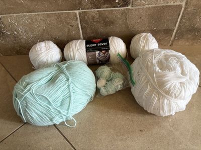 Lot of Yarn White and Light Greenish Blue