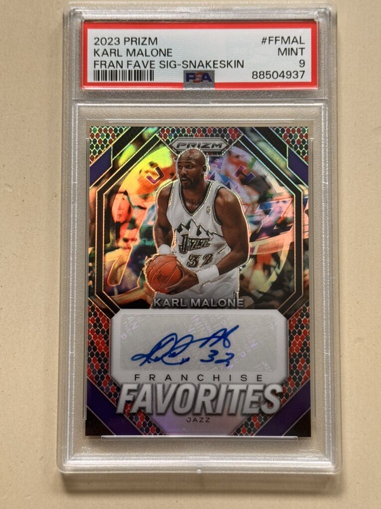 2023 Prizm Karl Malone Franchise Fav Sig Snakeskin