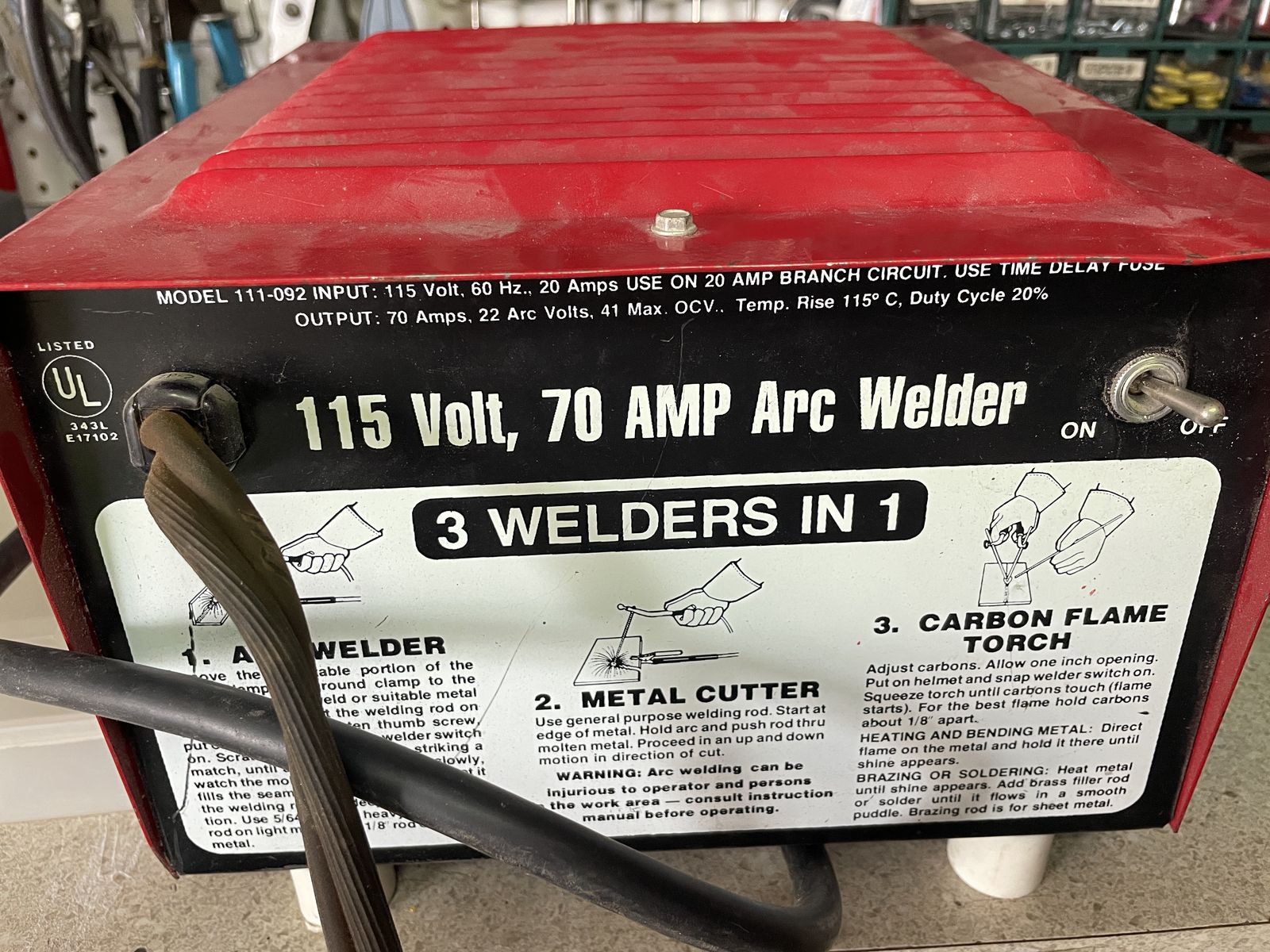Vintage Century 115V Arc Welder (Model 111-092) - 3-in-1 Stick / Heating Torch