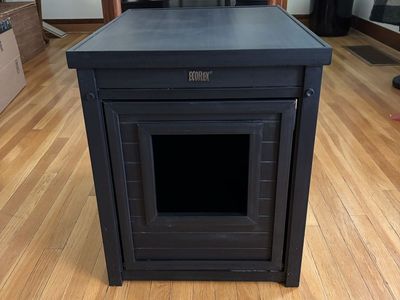 Cat Litter Box Enclosure End Table in Black