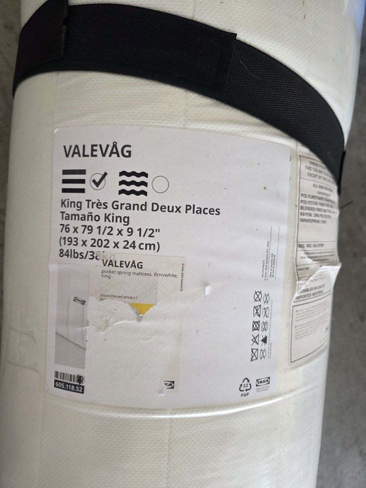 IKEA VALEVÅG King Size Pocket Spring Mattress - Firm/White
