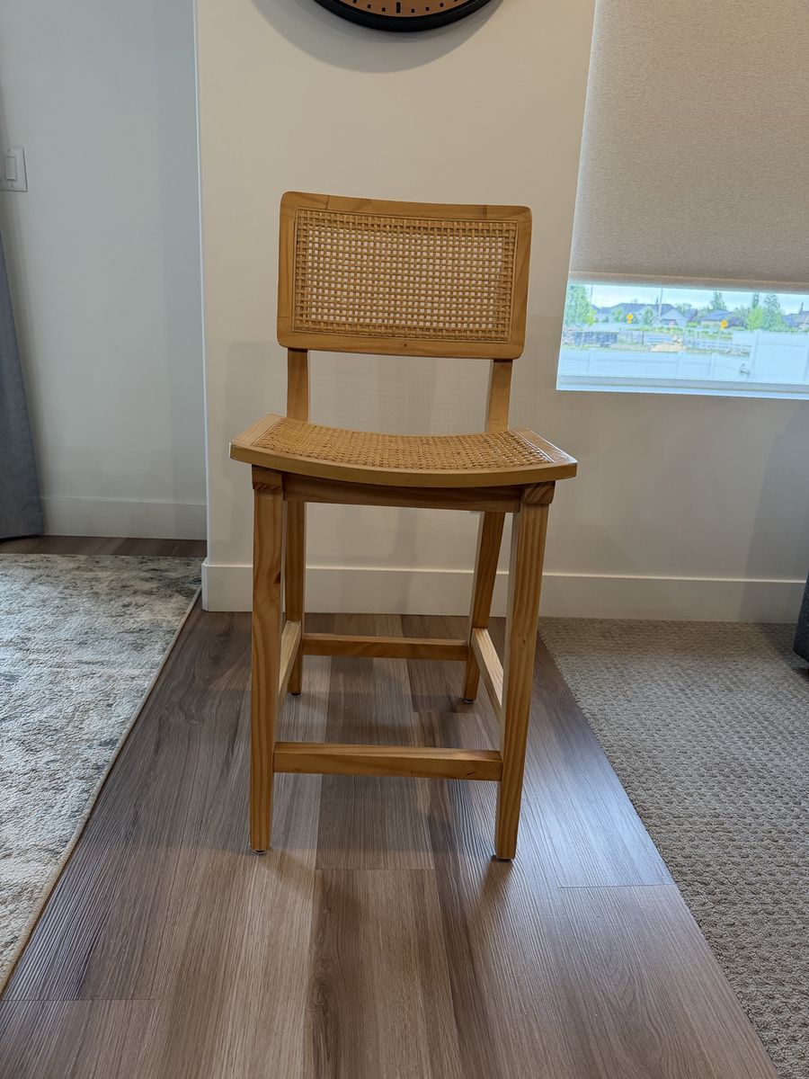 3 Stylish Rattan and Wood Counter Stool/Bar Chair