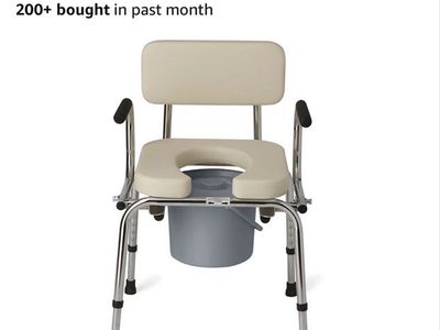 Medline Drop Arm Commode with Padded Seat & Backrest - Durable Toilet Chair,