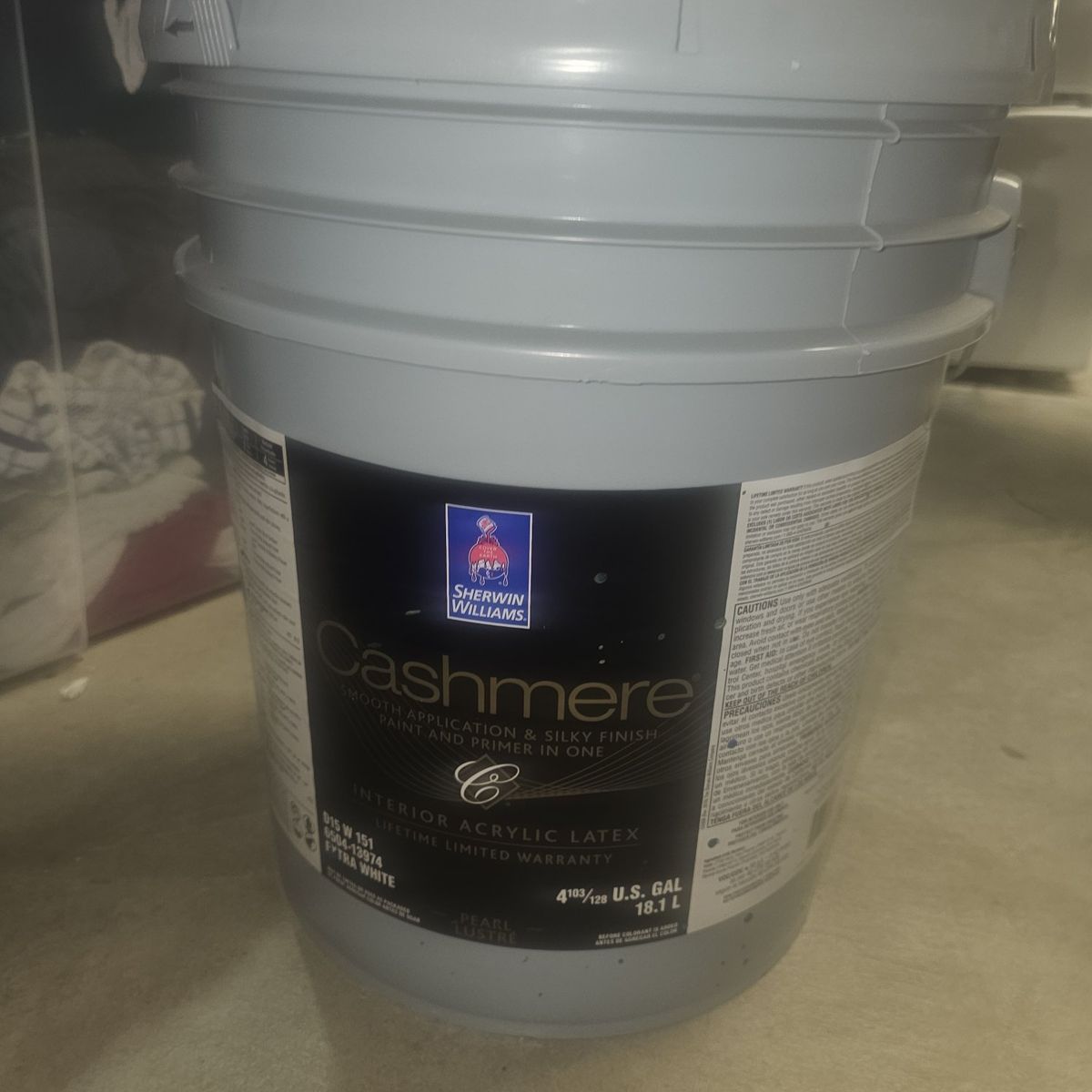Sherwin Williams Cashmere Interior Acrylic Latex Paint & Primer Pearl White 15 Gal