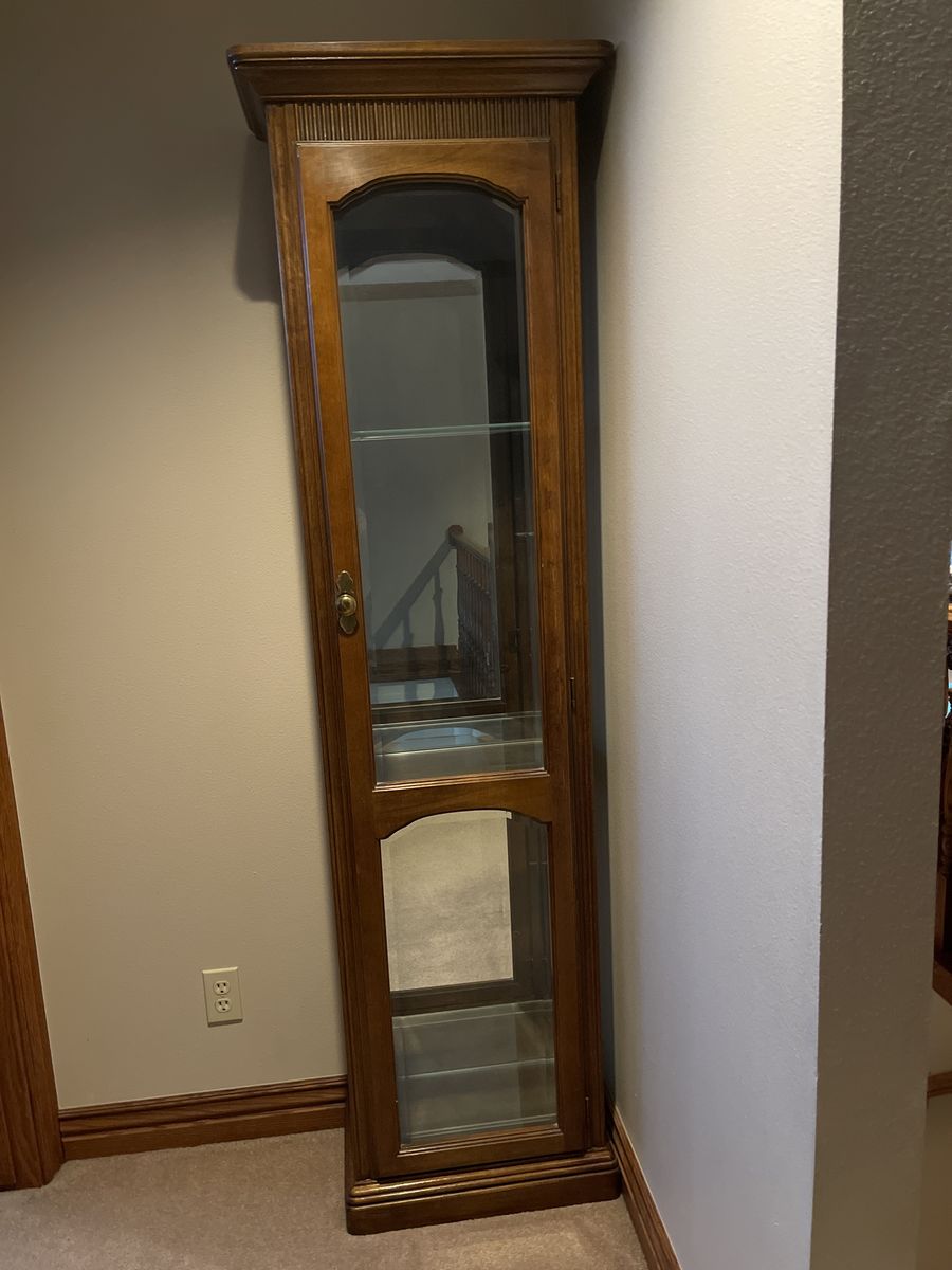 Elegant Wood Display Curio Cabinet with Glass Shelves and Door