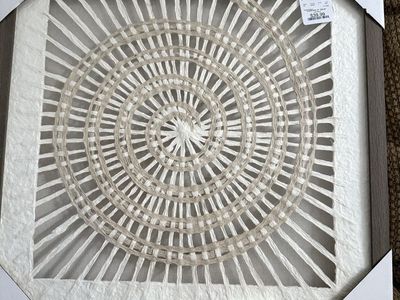 Shadowbox Square Wall Art Decor Woven Spiral Design with Wood Frame