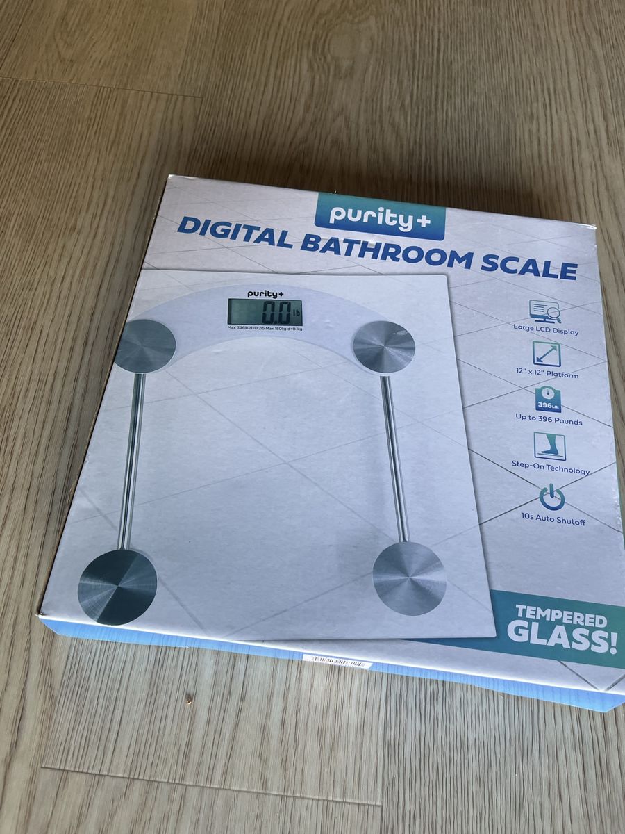Purity+ Digital Bathroom Scale Tempered Glass 12 x 12 New