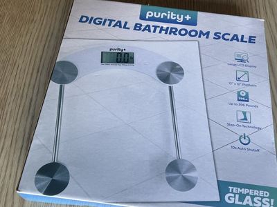 Purity+ Digital Bathroom Scale Tempered Glass 12 x 12 New