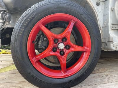 Goodyear Reliant All-Season 205/60R16 Tires on Red Toyota 5-Spoke Rims (Set of 4)