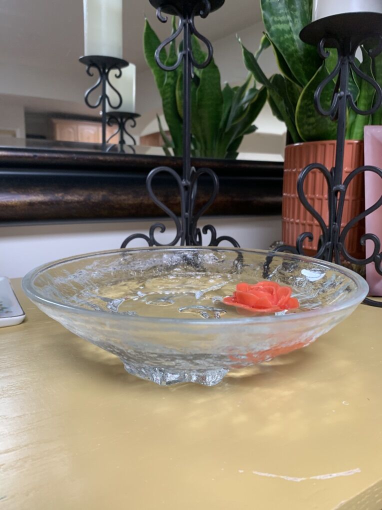 Glass Bowl With A Unique Icy Look