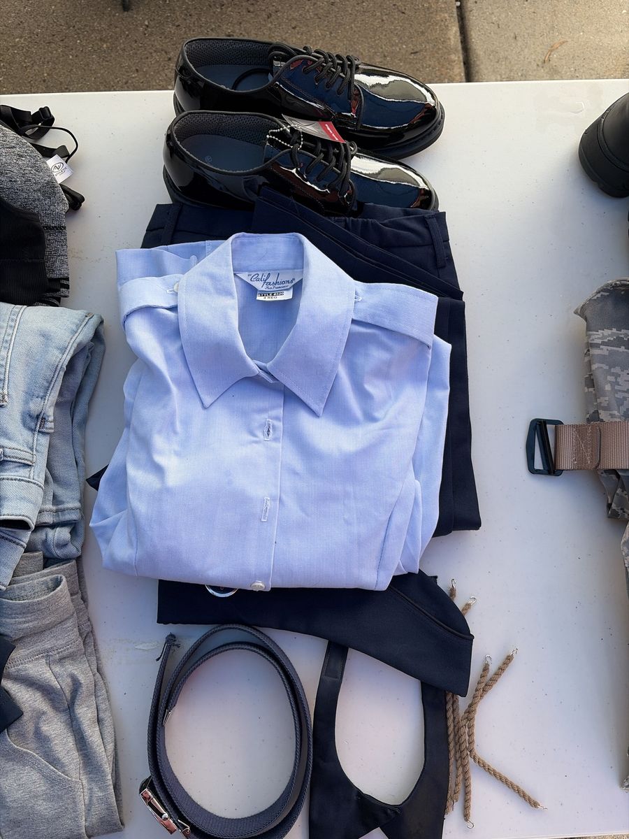Calif Fashions Uniform Set Light Blue Shirt Pants Hat Belt Shoes