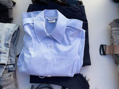 Calif Fashions Uniform Set Light Blue Shirt Pants Hat Belt Shoes