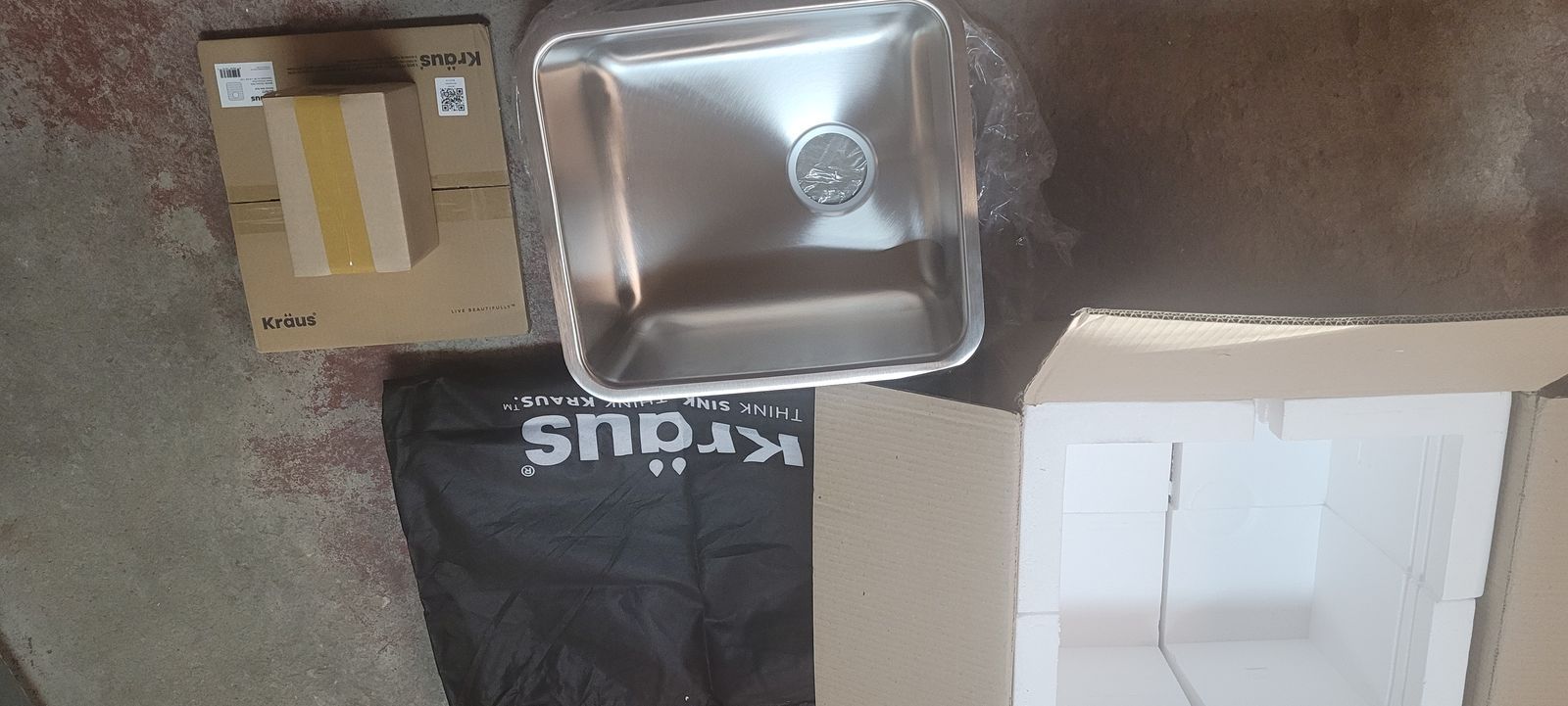 Stainless Steel 17" Kraus 16 Gauge Single Bowl Undermount Sink, KA1US17B