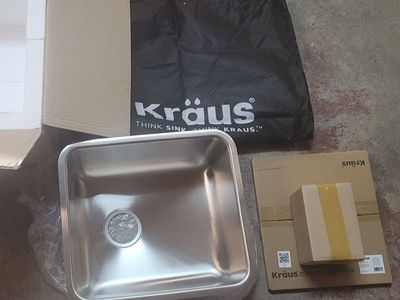 Stainless Steel 17" Kraus 16 Gauge Single Bowl Undermount Sink, KA1US17B