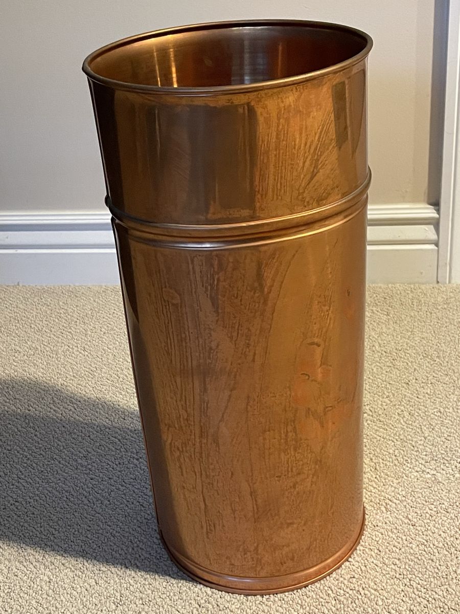 Vintage Copper Umbrella Stand Waste Basket