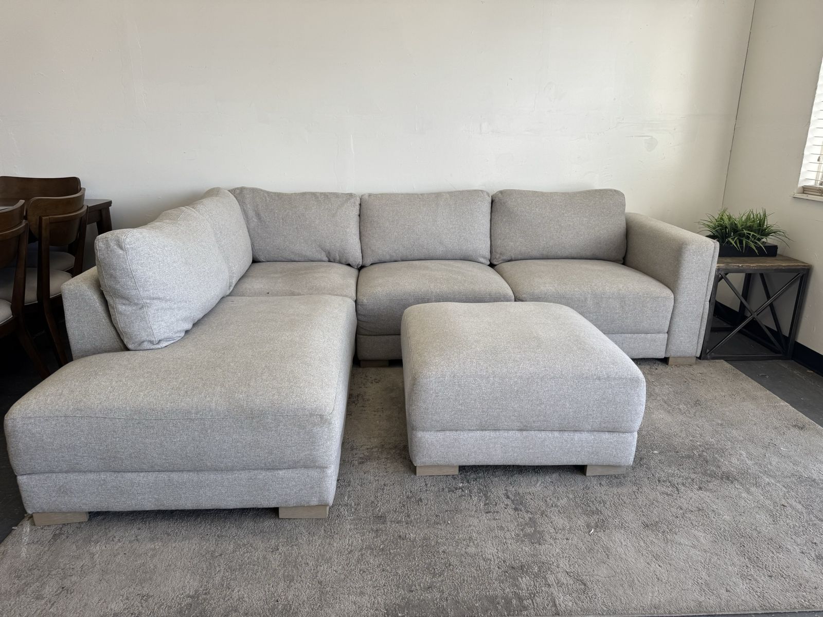 GRAY COSTCO SECTIONAL SOFA COUCH & OTTOMAN