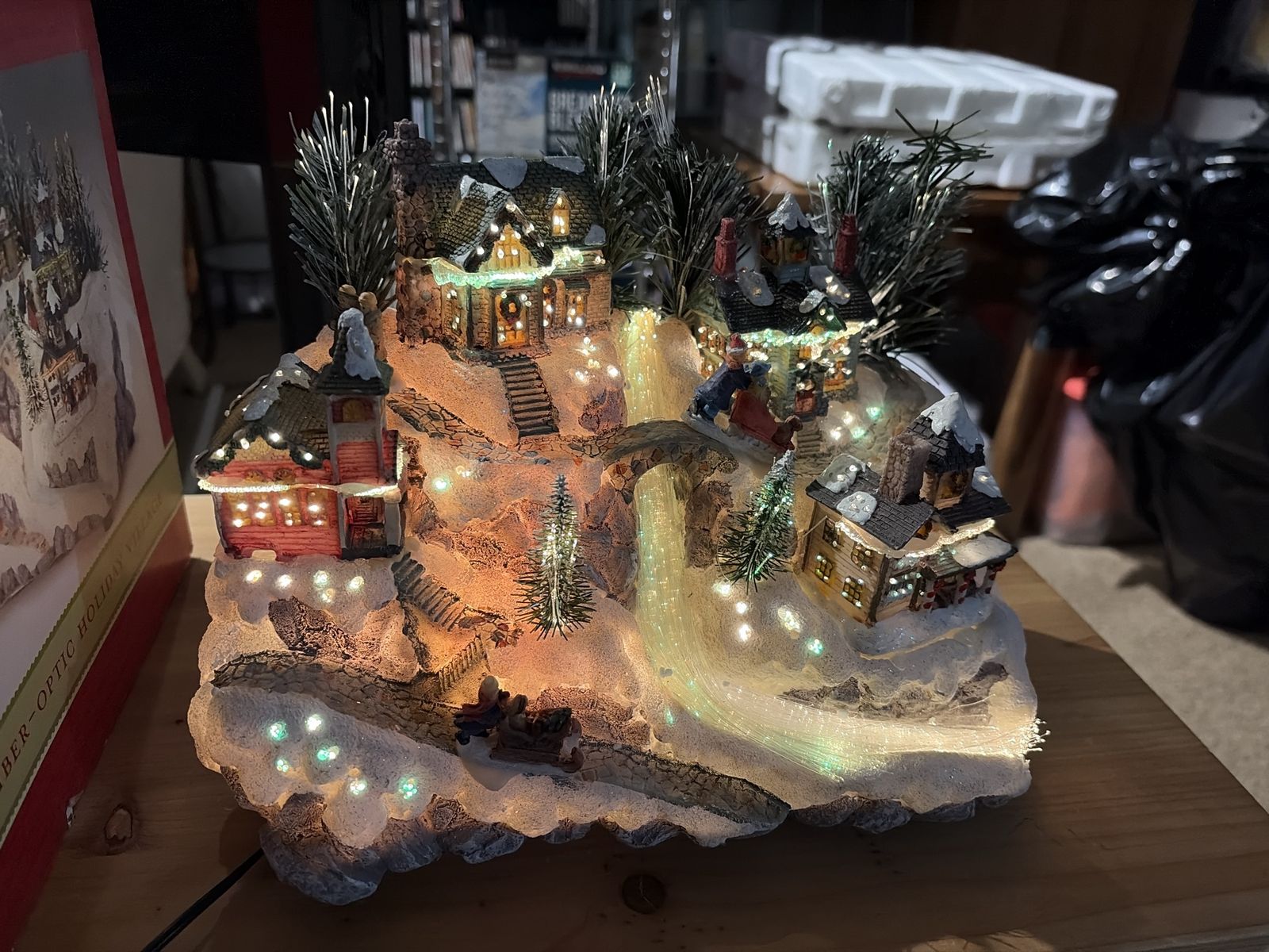 Lighted Fiber-Optic Holiday Village Christmas Display with Houses and River