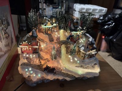 Lighted Fiber-Optic Holiday Village Christmas Display with Houses and River