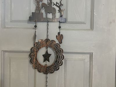 Western Metal Wall Art Wind Chime – Rustic Cowboy Horse Windmill