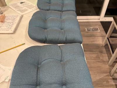 Set of 4 Teal Tufted Bar Stool/Dining Chair Cushions