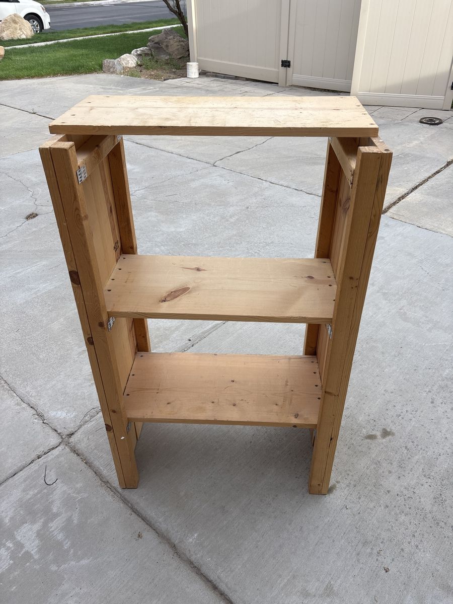 FREE wood shelf - about 3-1/2’ tall, 2-1/2’ wide, 1-1/2’ deep - sturdy