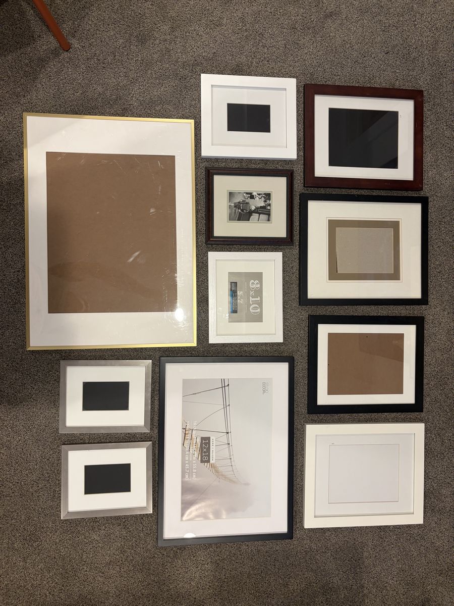 Assorted Picture Frames Lot of 11 - Various Sizes & Finishes