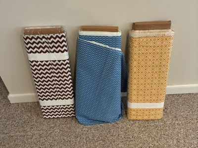 Allen Designs Quilt Fabric Bundle: 3 Bolts, 100% Cotton, 35 Yards Total (Brown, Blue, Gold)