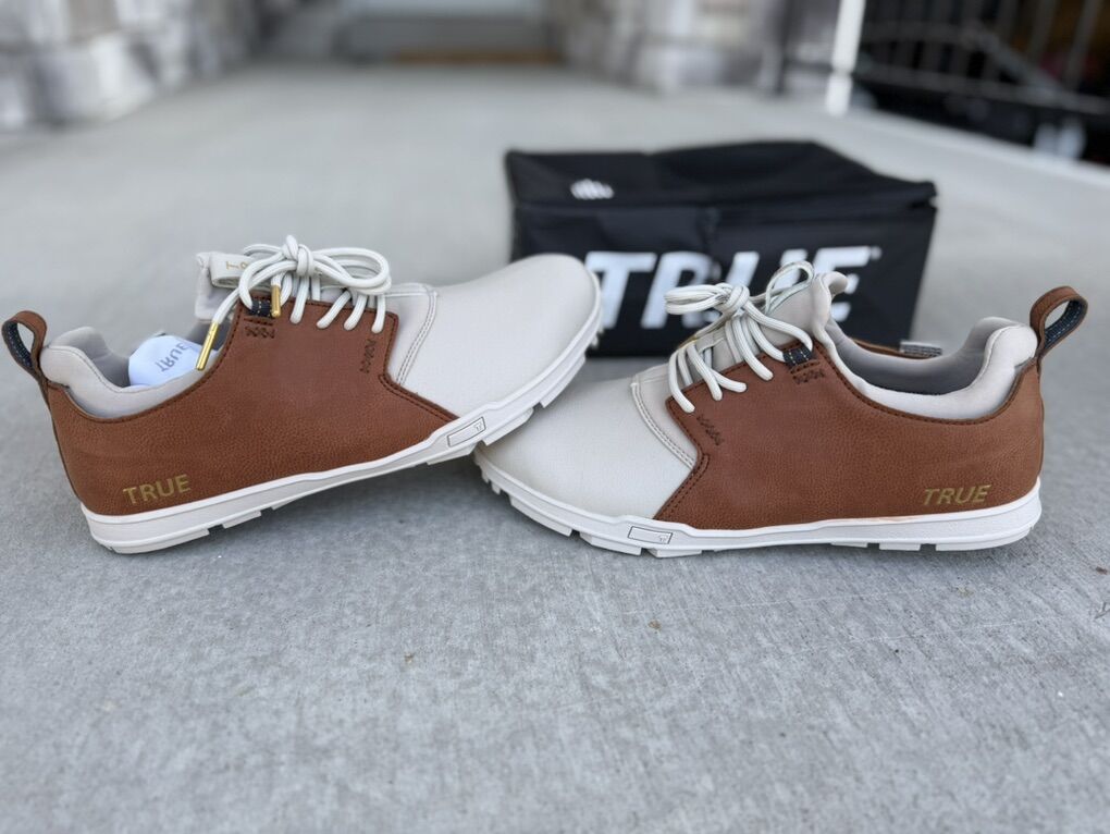 True Linkswear Original White Brown 10.5 Golf Shoe