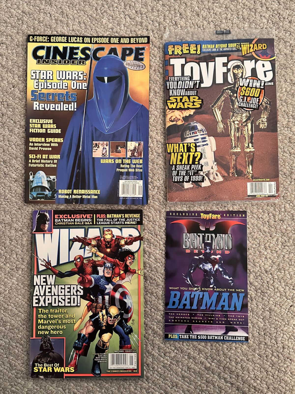 Star Wars Magazines. Cinescape, Toyfare, Wizard Comic Book, Batman