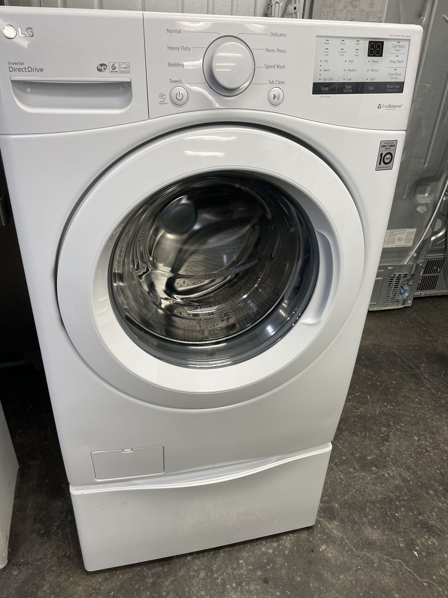 LG Front Load White Washer, Huge Tub, With Pedestal, With 30 Day Warranty!