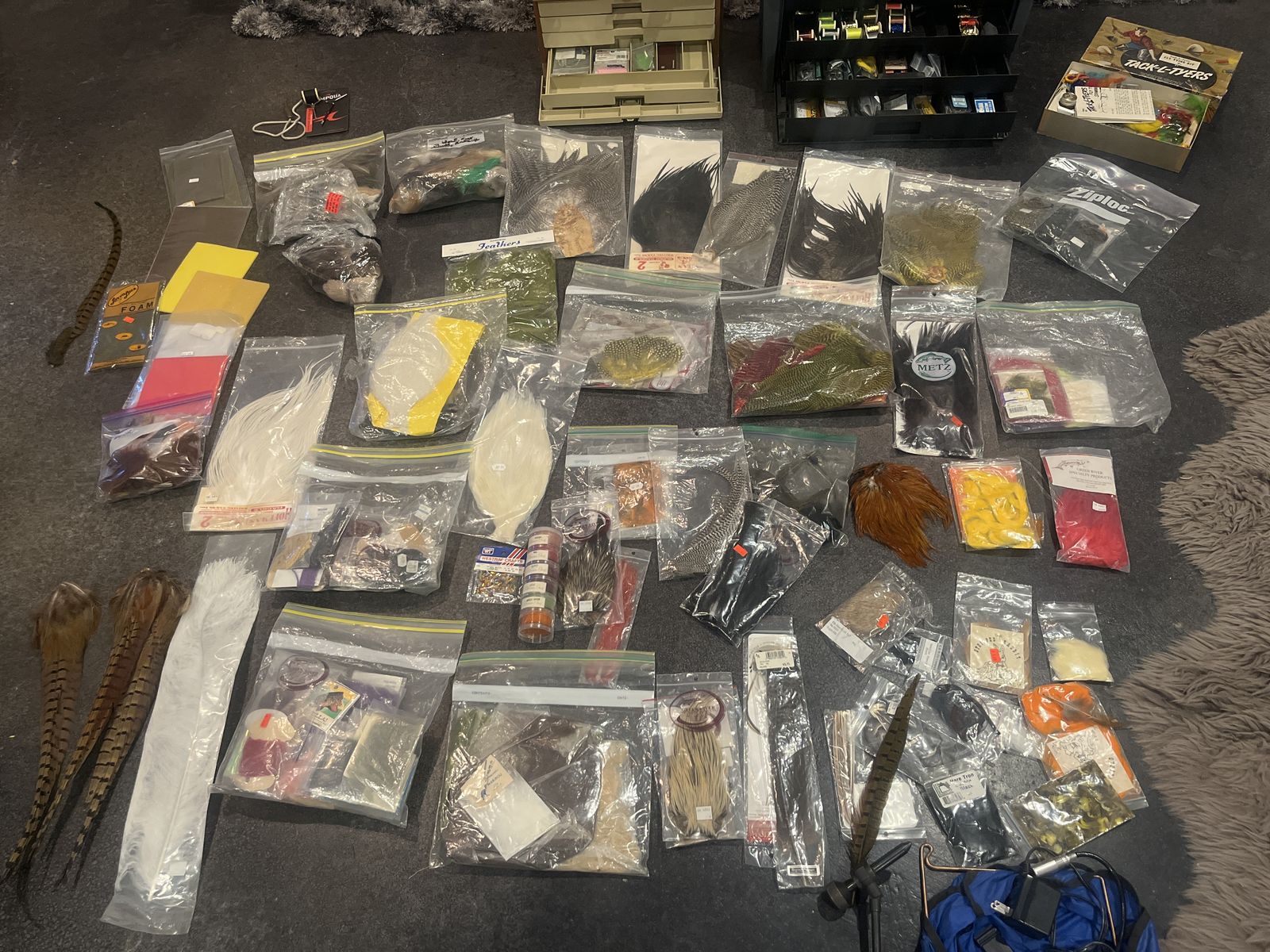 Huge lot of fly tying materials and tools