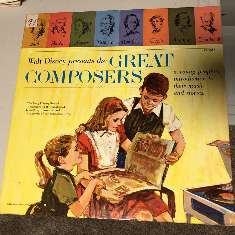 Vintage 1961 Walt Disney Vinyl LP Album The Great Composers