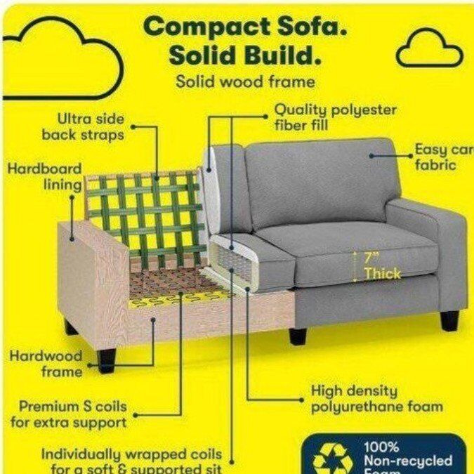 New in box Serta 73" Track Arm Sofa