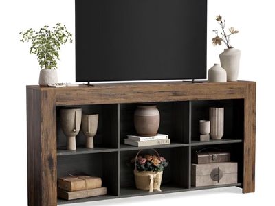 TV Stand with Storage, 63-Inch Entertainment Center with Shelves, Console for Television up to 65