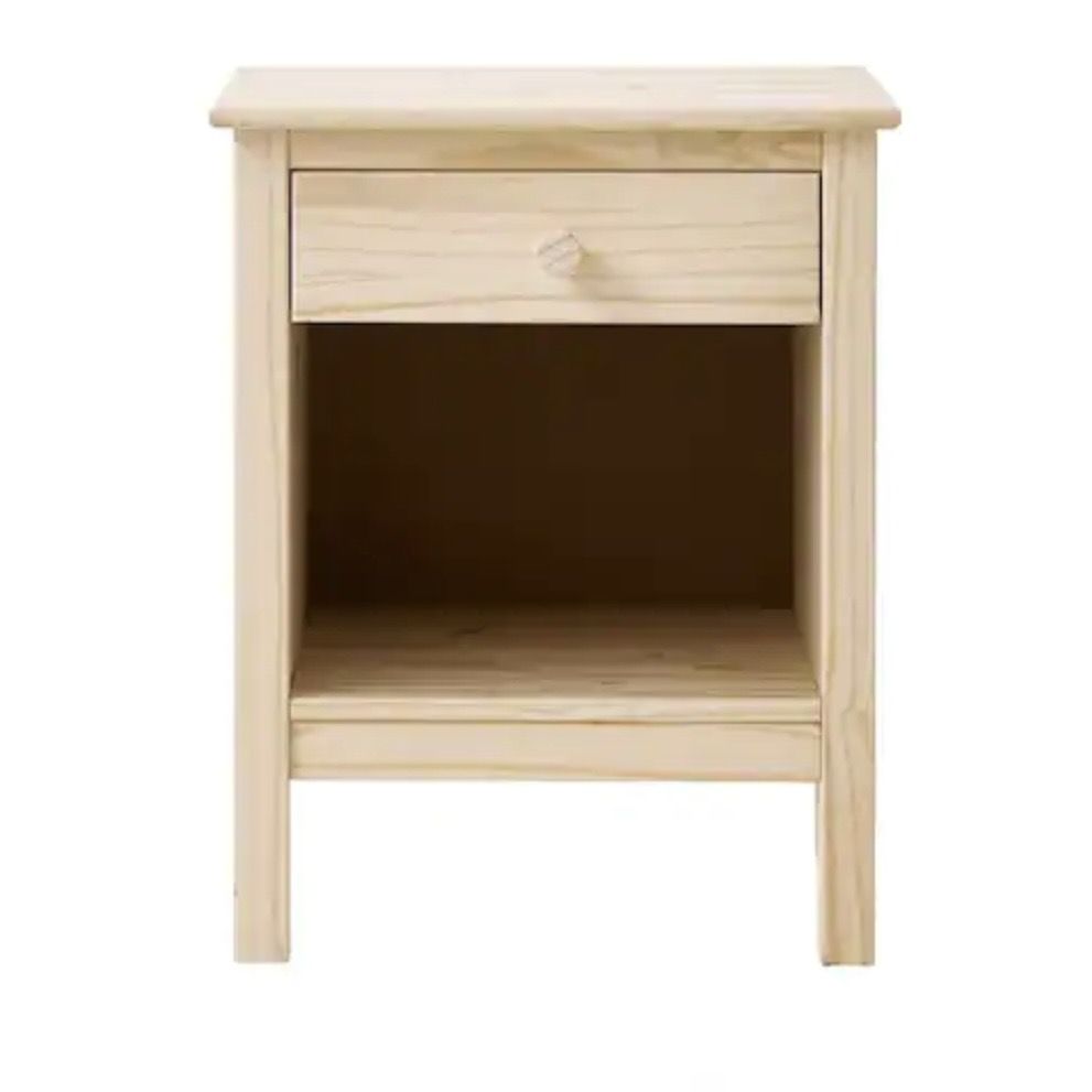 StyleWell 1-Drawer Unfinished Natural Pine Wood Nightstand (25 in. H x 20 in. W x 16.5 in. D)