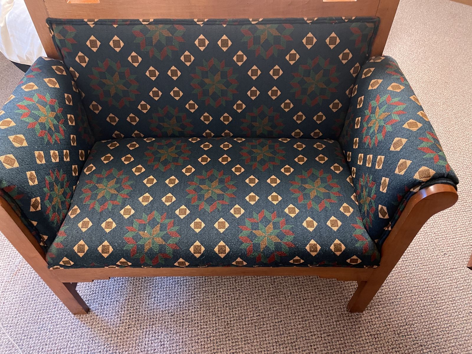 wonderful Oak and woven love seat