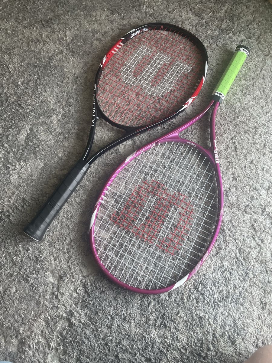 Wilson Tennis Rackets Pair - Fusion XL Black/Red & Purple Adult Rackets