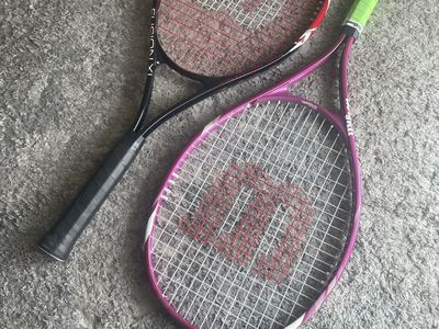 Wilson Tennis Rackets Pair - Fusion XL Black/Red & Purple Adult Rackets