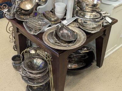 Vintage Silver Plated Tableware & Flatware Collection - Assorted Serving Dishes, Trays, Utensils