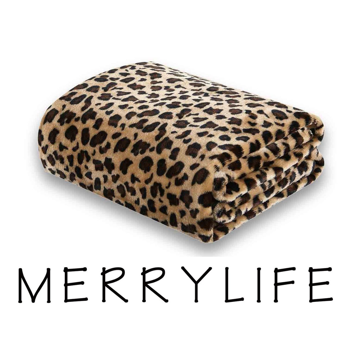 MERRY LIFE Leopard Print Ultra Soft Fleece Throw Blanket 90”x 90”Animal Pattern Couch Bed