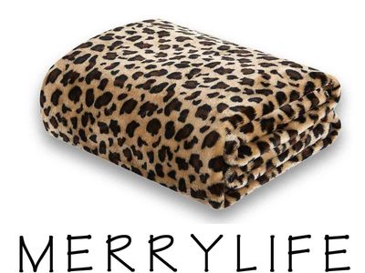 MERRY LIFE Leopard Print Ultra Soft Fleece Throw Blanket 90”x 90”Animal Pattern Couch Bed