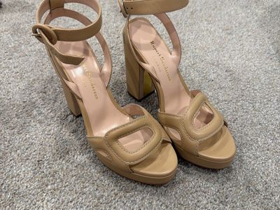 Rupert Sanderson Nude Leather Ankle Strap Platform Heels Size 36.5 EU