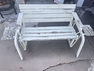 Vintage wooden glider bench - refinishing project?