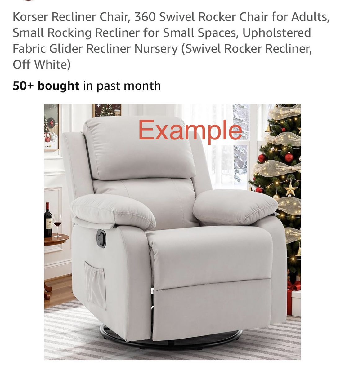 Korser LSJJ-7029 Upholstered Swivel Rocker Recliner - Off White for Adults & Nursery