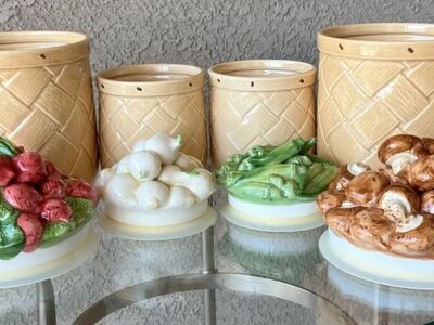 Vintage Robert Nemith Majolica-vegetable Canisters