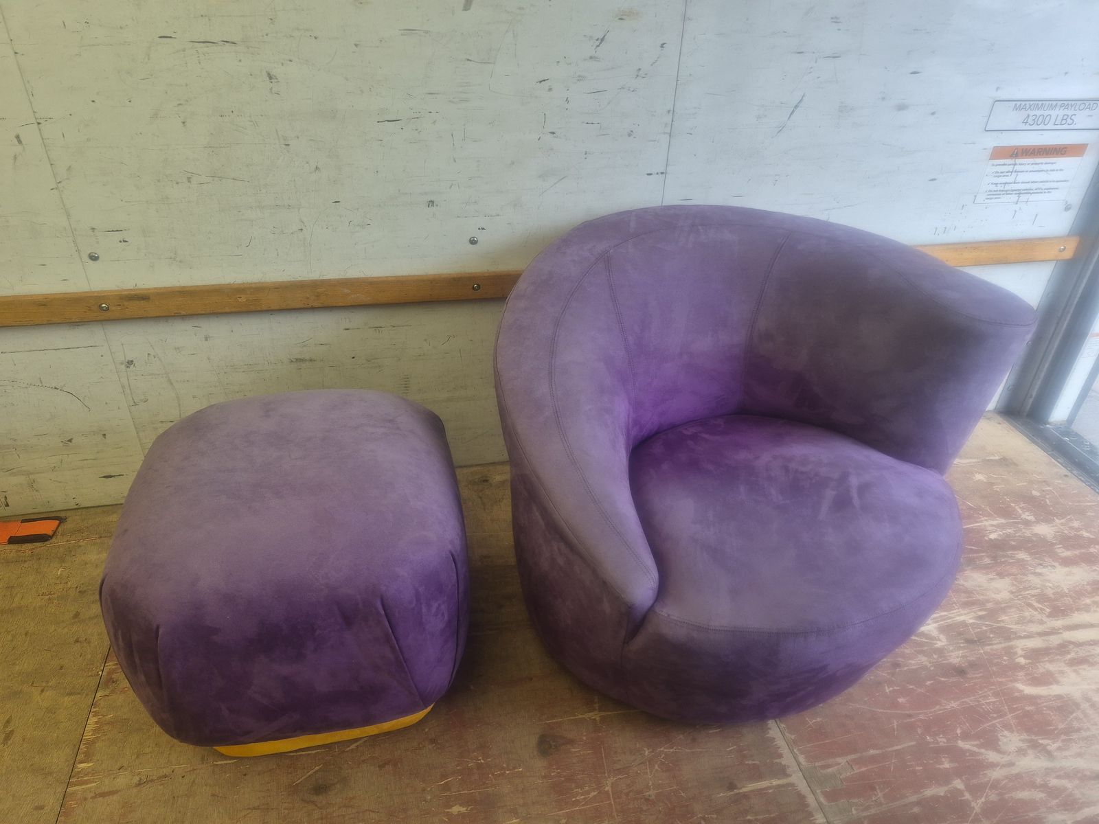 Purple Ultra-Suede Side Chair and Ottoman