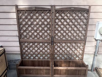 VEVOR Brown Wood Planter Boxes with Trellis - Set of 2