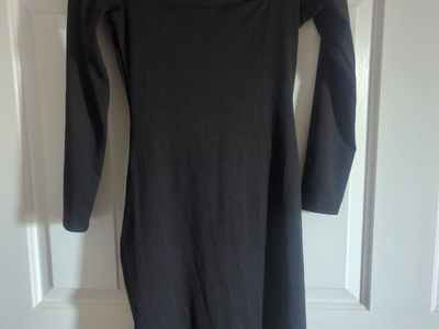 Gaze Black Square Neck Long Sleeve Midi Dress - Women's XS