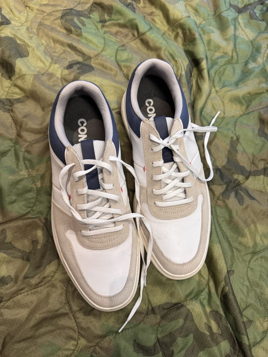 Casual Leather Sneakers White/Tan/Navy - Men's 10.5